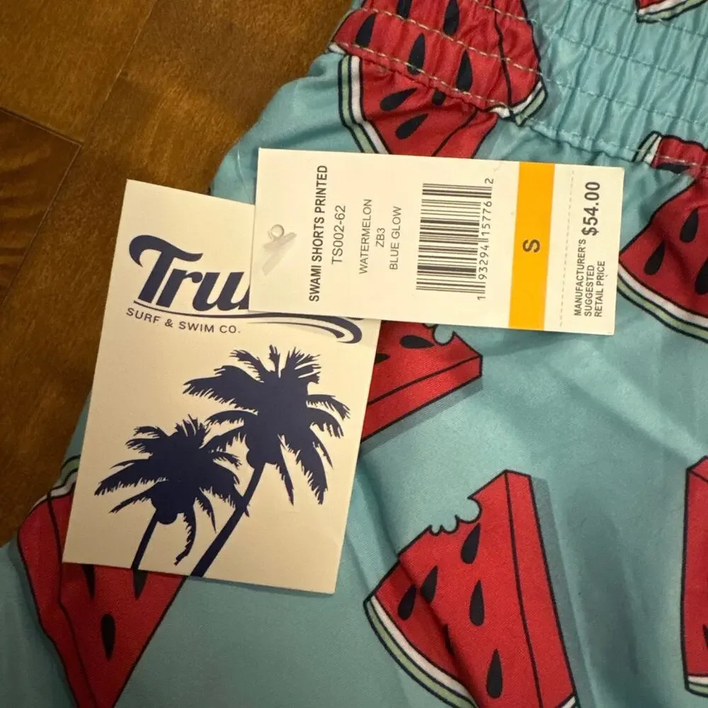 NWT runks Surf & Swim Co. Watermelon Sano Printed Swim Trunks size small